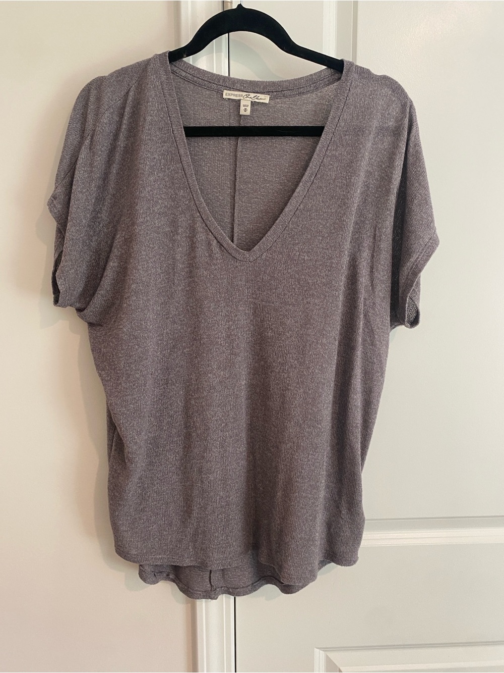 Express Lavender/Pewter V-Neck Short Sleeve Tee